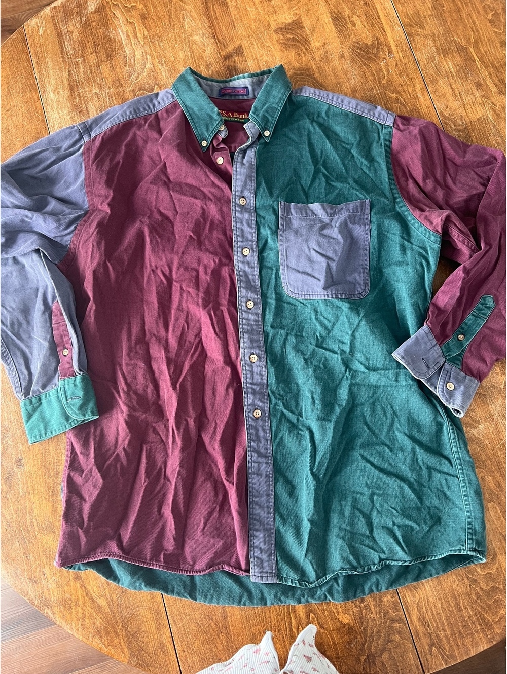 Mens Vintage Colorblock Button Down